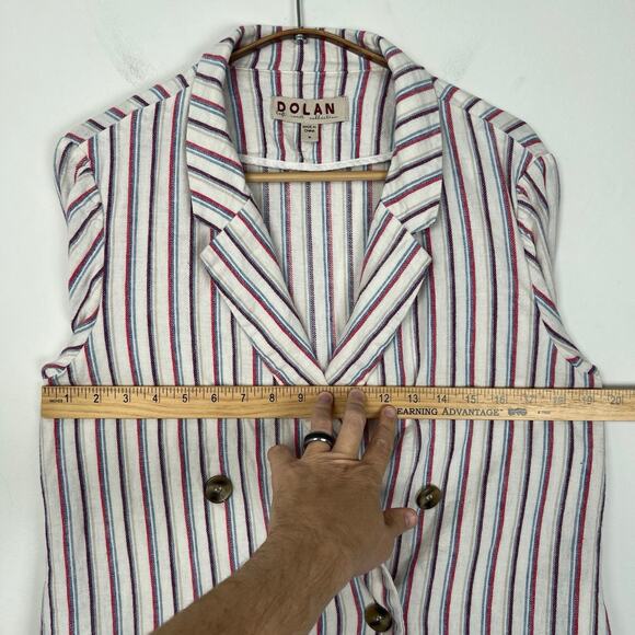 Anthropologie Dolan Women’s Size Medium Double Breast Anna Blazer Linen Striped - Picture 6 of 10
